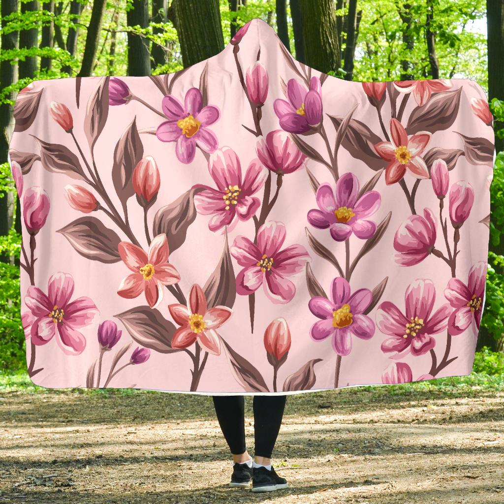 Summer Floral Pattern Print Design SF09 Hooded Blanket-JORJUNE.COM