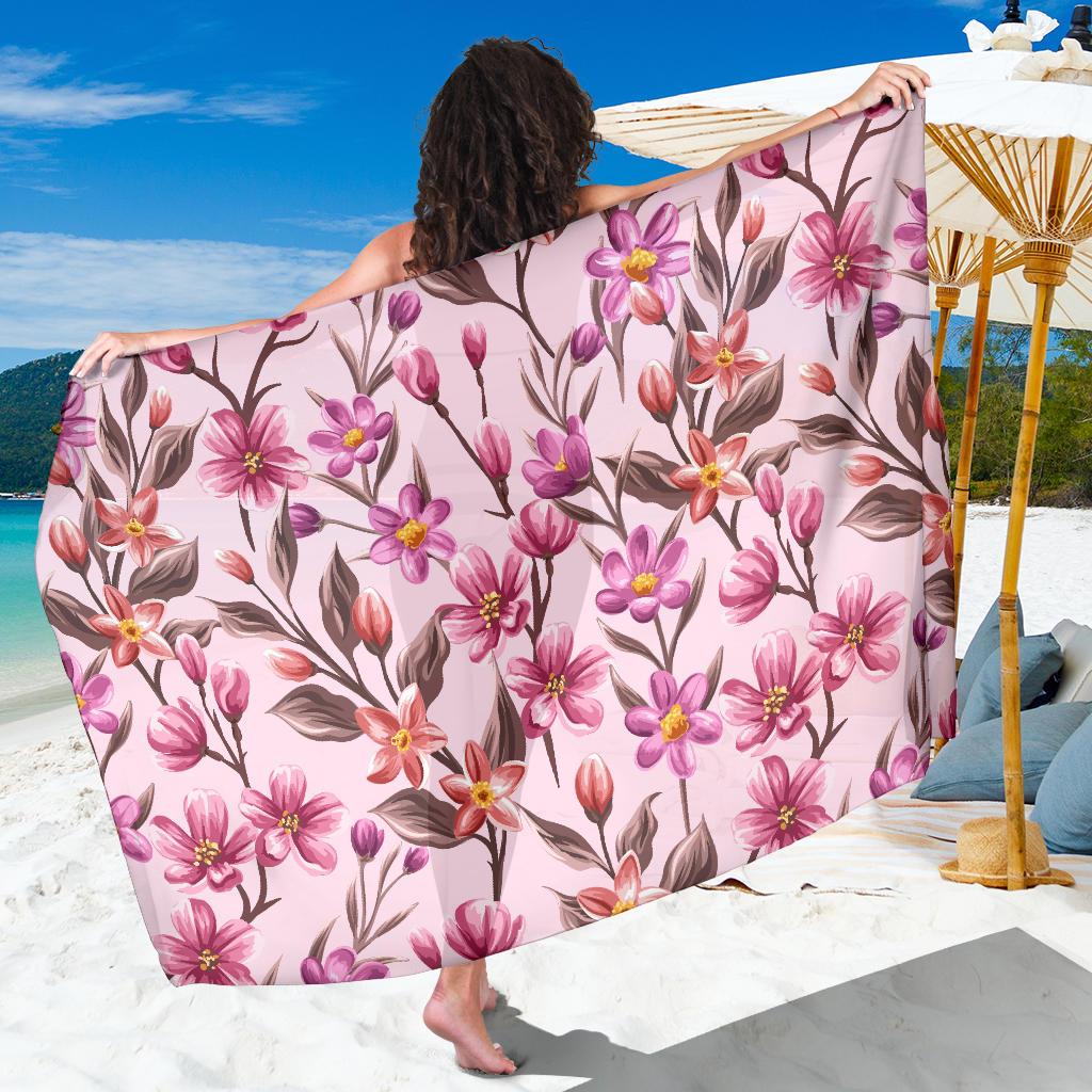 Summer Floral Pattern Print Design SF09 Sarong Pareo Wrap-JORJUNE.COM