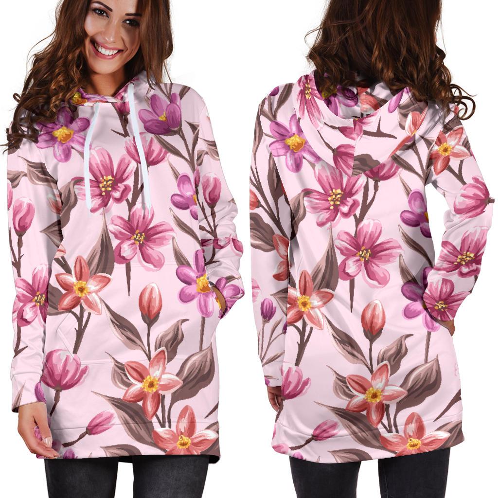 Summer Floral Pattern Print Design SF09 Women Hoodie Dress