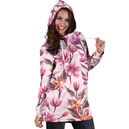 Summer Floral Pattern Print Design SF09 Women Hoodie Dress