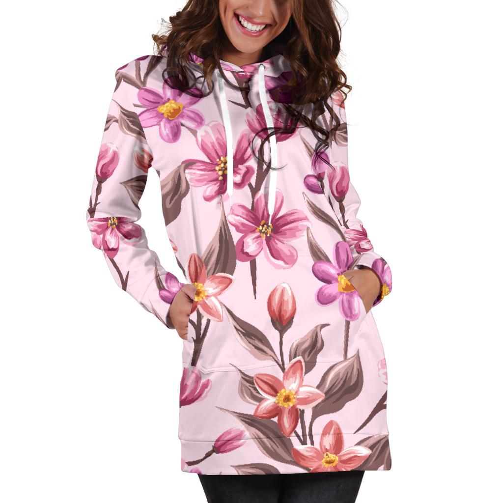 Summer Floral Pattern Print Design SF09 Women Hoodie Dress