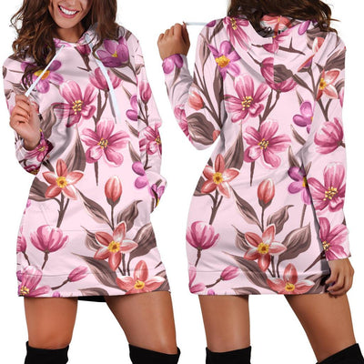 Summer Floral Pattern Print Design SF09 Women Hoodie Dress