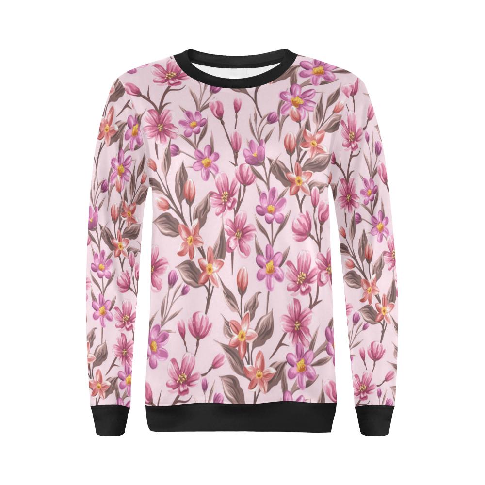 Summer Floral Pattern Print Design SF09 Women Long Sleeve Sweatshirt-JorJune