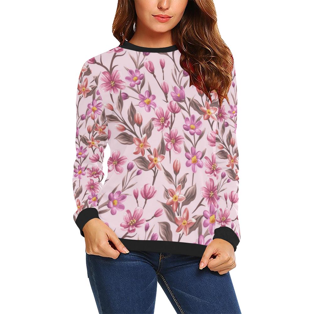 Summer Floral Pattern Print Design SF09 Women Long Sleeve Sweatshirt-JorJune