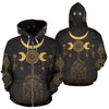 Sun Moon Boho Style All Over Zip Up Hoodie