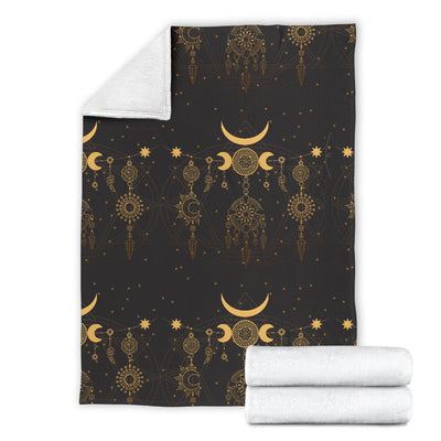 Sun Moon Boho Style Fleece Blanket