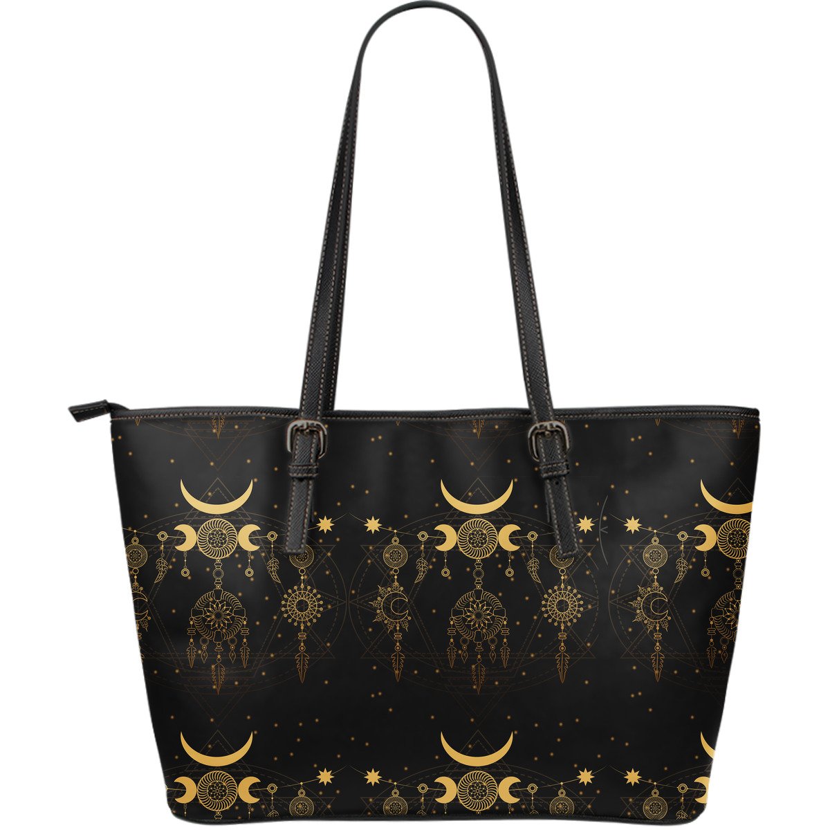 Sun Moon Boho Style Large Leather Tote Bag