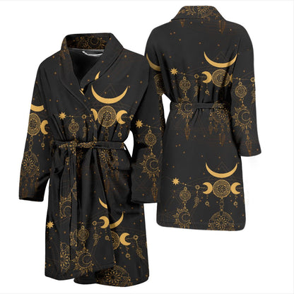 Sun Moon Boho Style Men Bath Robe