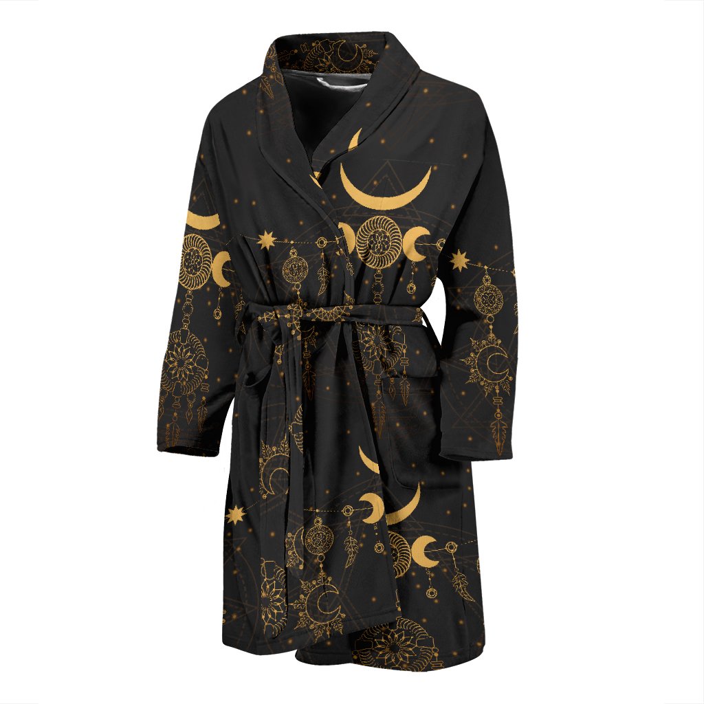 Sun Moon Boho Style Men Bath Robe