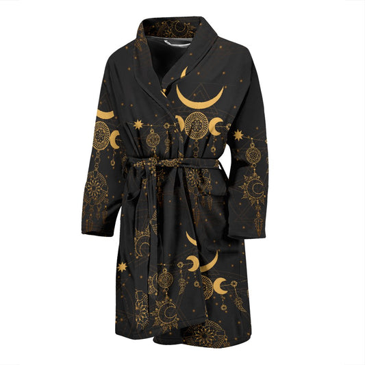 Sun Moon Boho Style Men Bath Robe