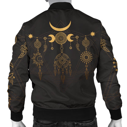 Sun Moon Boho Style Men Casual Bomber Jacket
