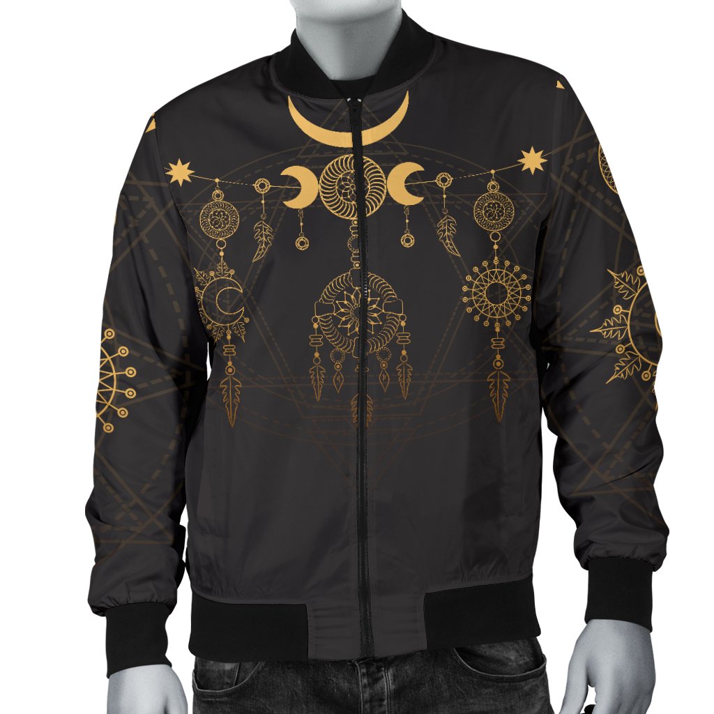 Sun Moon Boho Style Men Casual Bomber Jacket