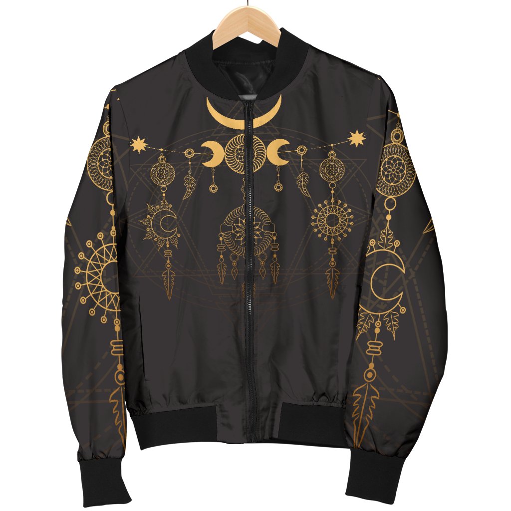 Sun Moon Boho Style Men Casual Bomber Jacket
