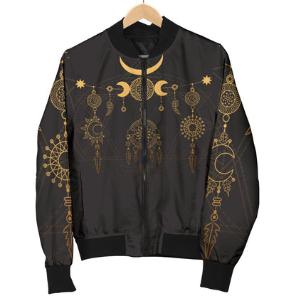 Sun Moon Boho Style Men Casual Bomber Jacket