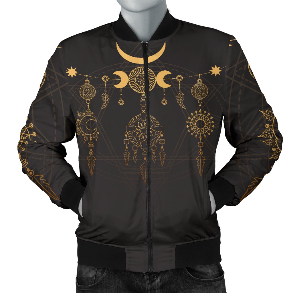 Sun Moon Boho Style Men Casual Bomber Jacket