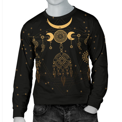 Sun Moon Boho Style Men Crewneck Sweatshirt