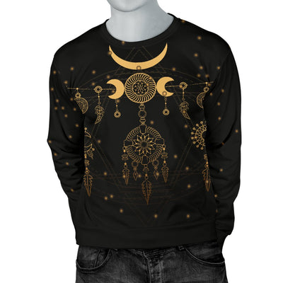 Sun Moon Boho Style Men Crewneck Sweatshirt