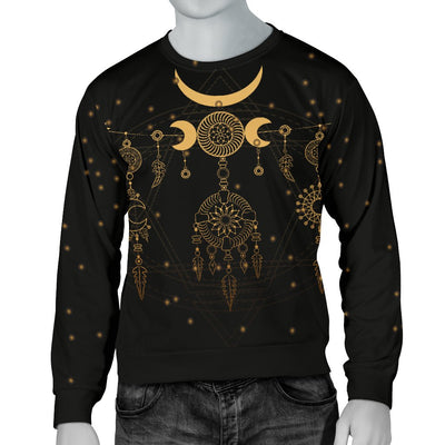 Sun Moon Boho Style Men Crewneck Sweatshirt