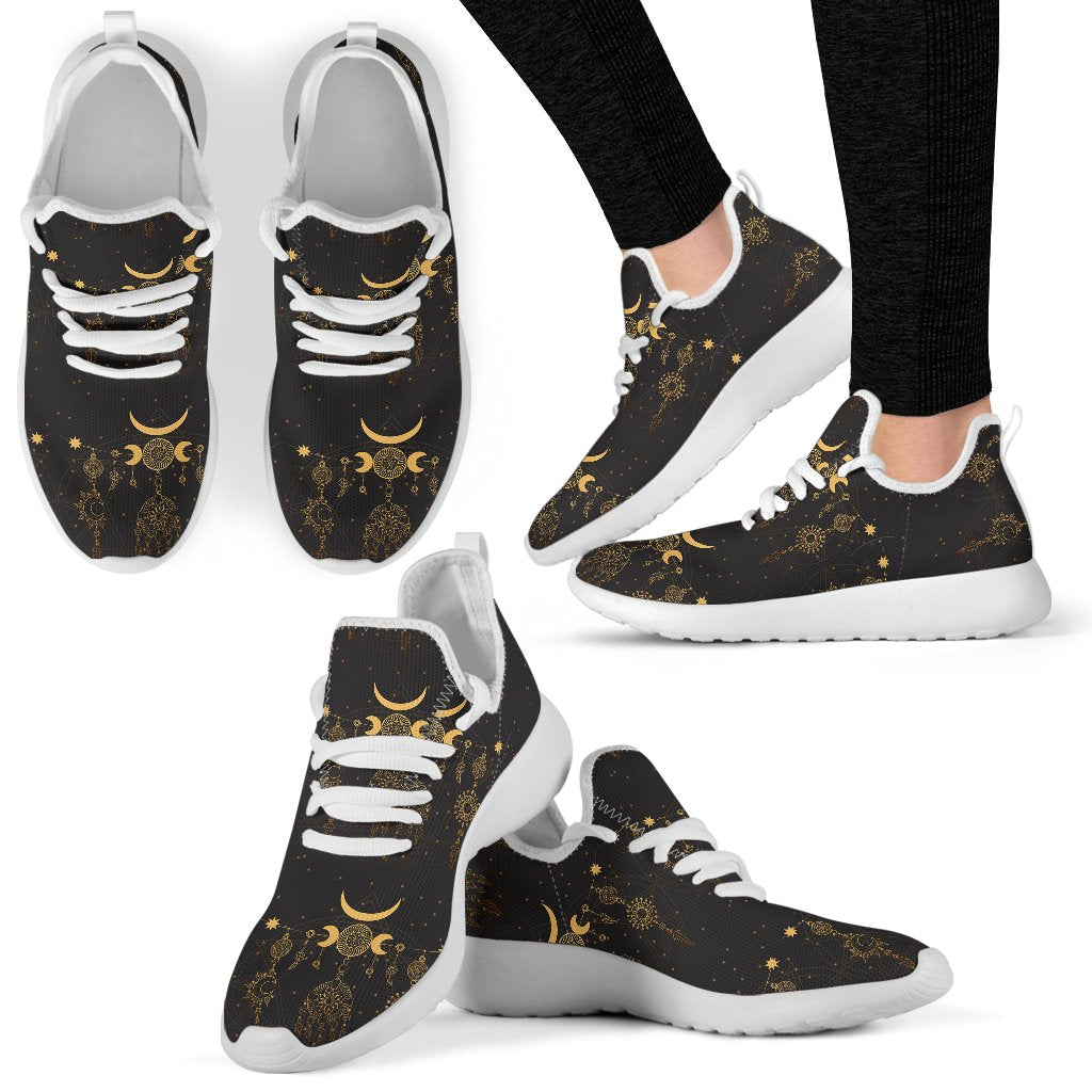 Sun Moon Boho Style Mesh Knit Sneakers Shoes