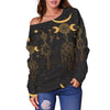 Sun Moon Boho Style Off Shoulder Sweatshirt