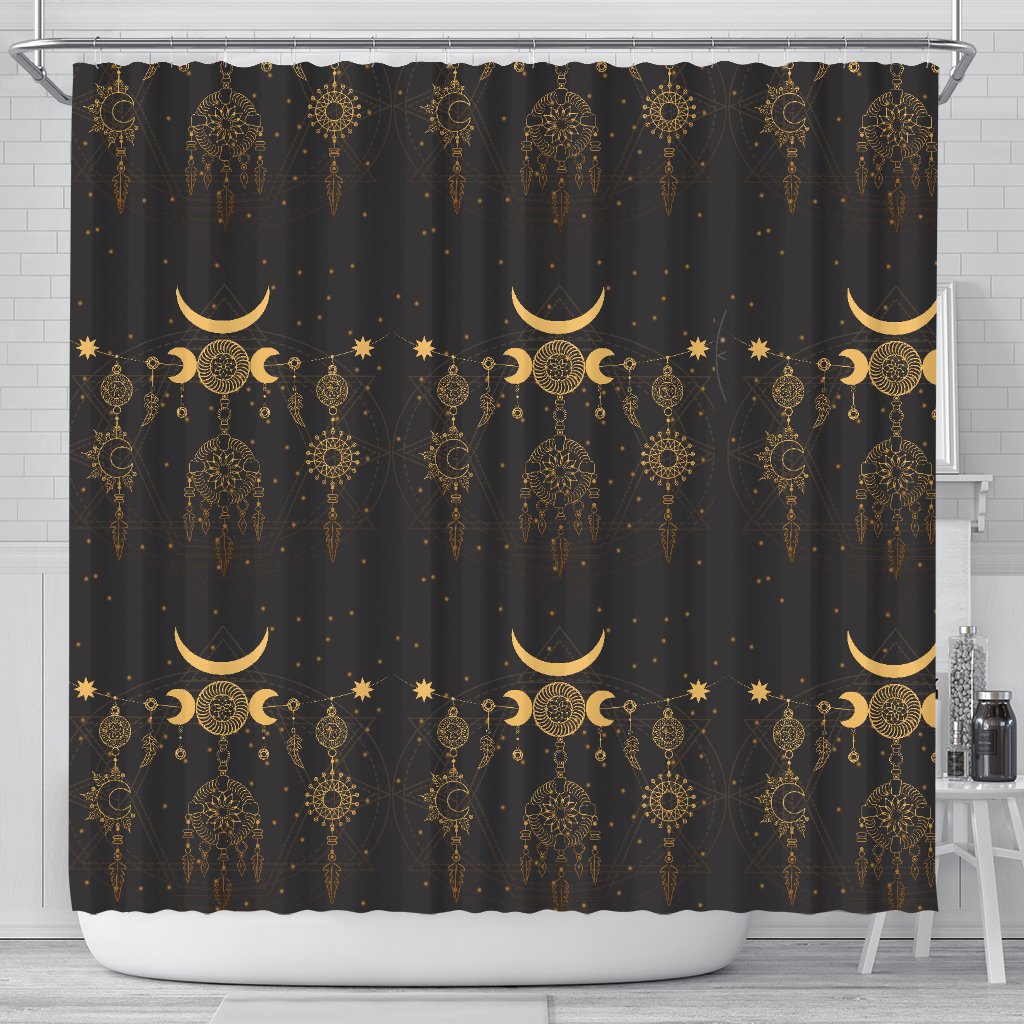 Sun Moon Boho Style Shower Curtain
