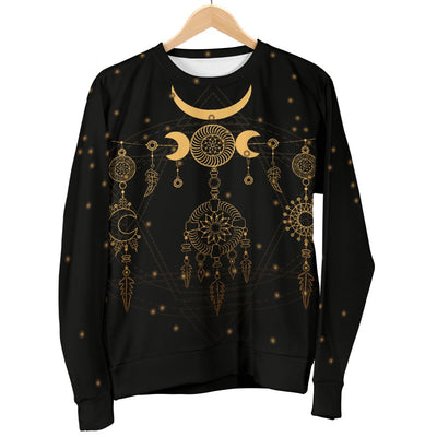 Sun Moon Boho Style Women Crewneck Sweatshirt