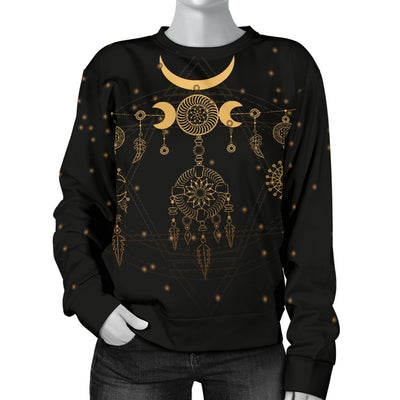 Sun Moon Boho Style Women Crewneck Sweatshirt