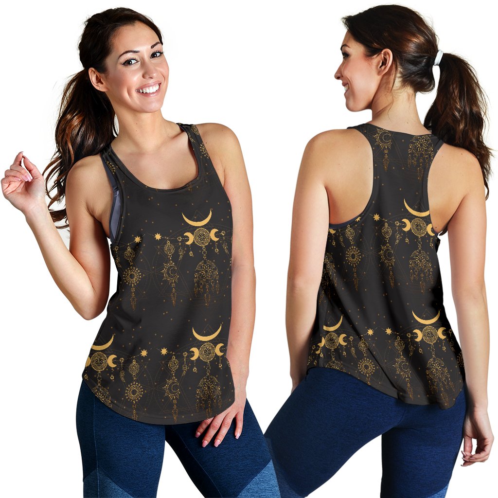 Sun Moon Boho Style Women Racerback Tank Top