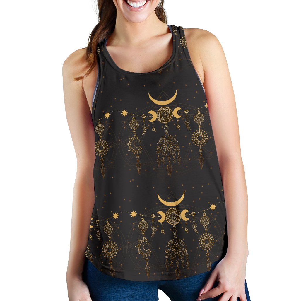 Sun Moon Boho Style Women Racerback Tank Top