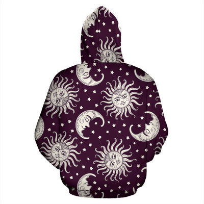 Sun Moon Face All Over Zip Up Hoodie-Recovered