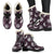 Sun Moon Face Faux Fur Leather Boots