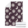 Sun Moon Face Fleece Blanket