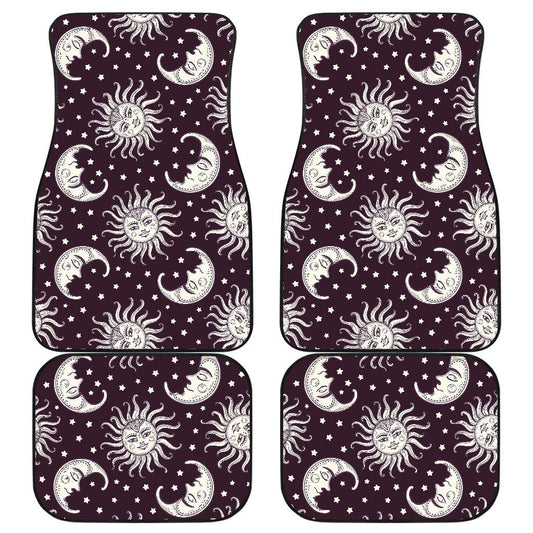 Sun Moon Face Front and Back Car Floor Mats