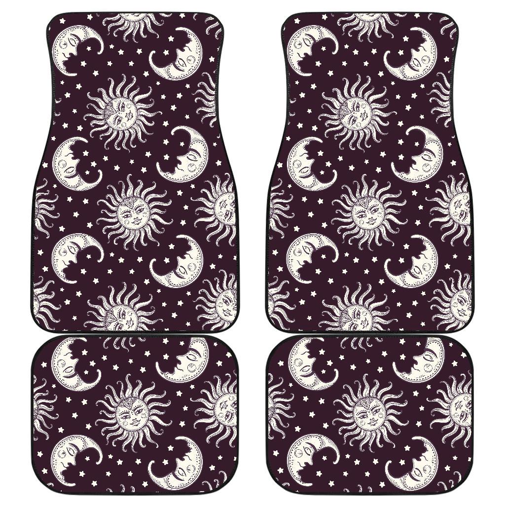 Sun Moon Face Front and Back Car Floor Mats