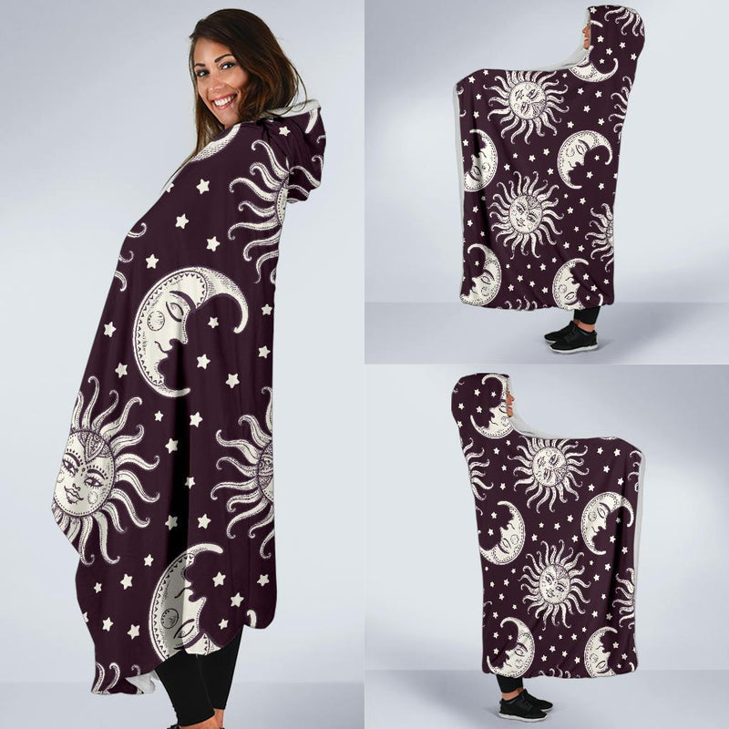 Sun Moon Face Hooded Blanket-JORJUNE.COM