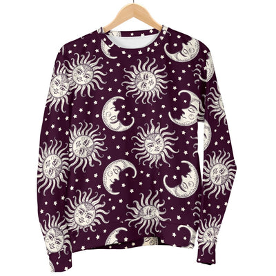 Sun Moon Face Men Crewneck Sweatshirt