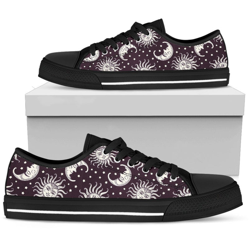 Sun Moon Face Men Low Top Shoes