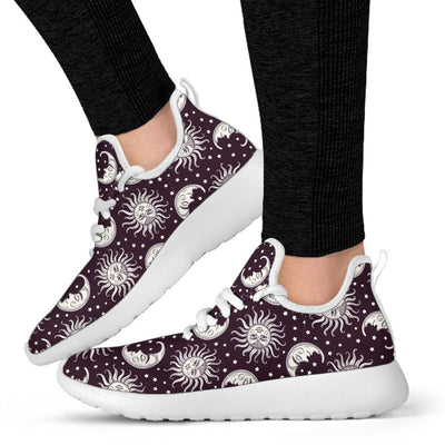 Sun Moon Face Mesh Knit Sneakers Shoes