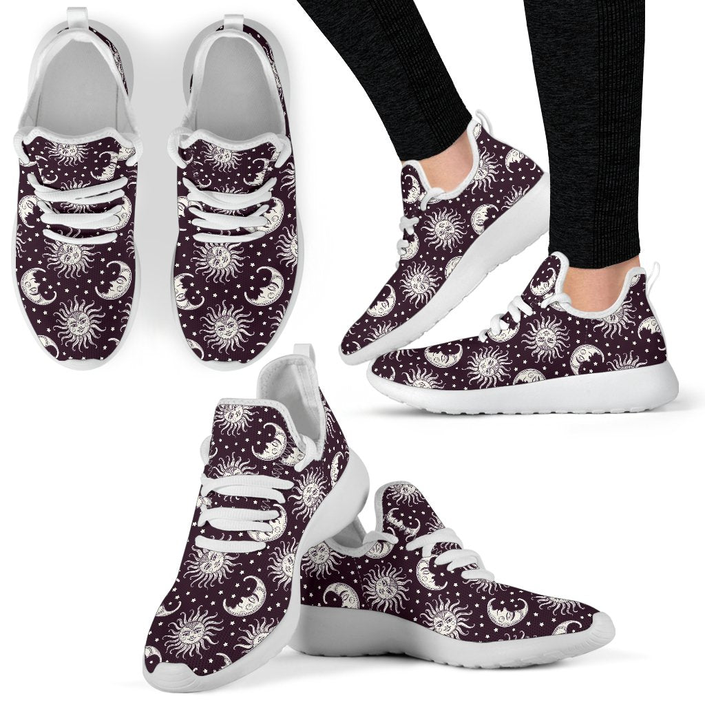 Sun Moon Face Mesh Knit Sneakers Shoes