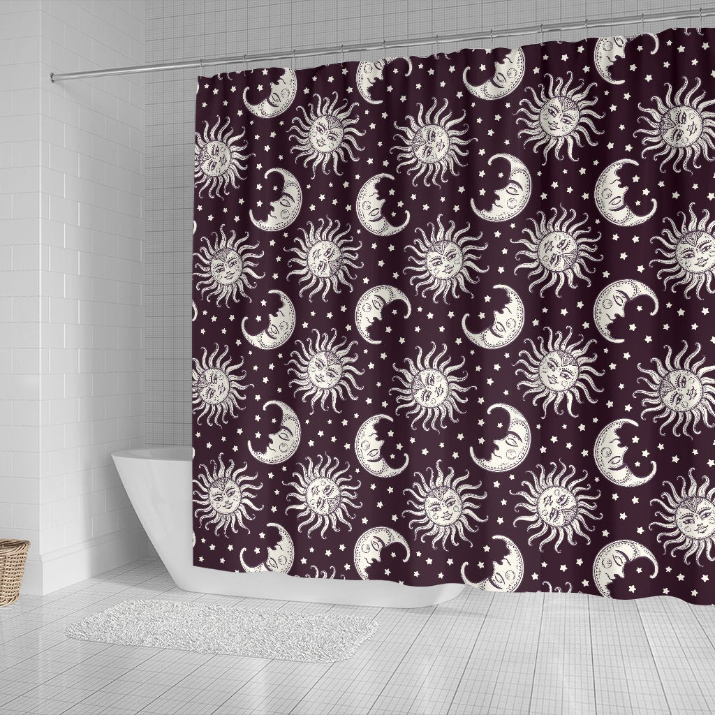 Sun Moon Face Shower Curtain