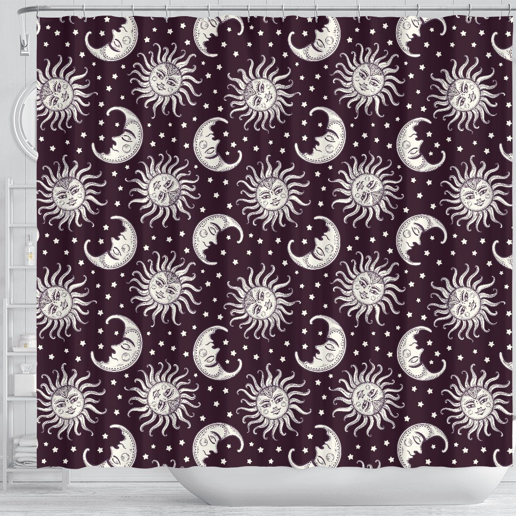 Sun Moon Face Shower Curtain