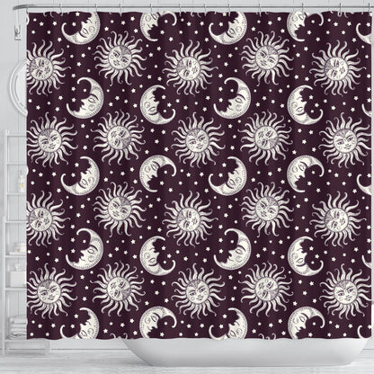 Sun Moon Face Shower Curtain