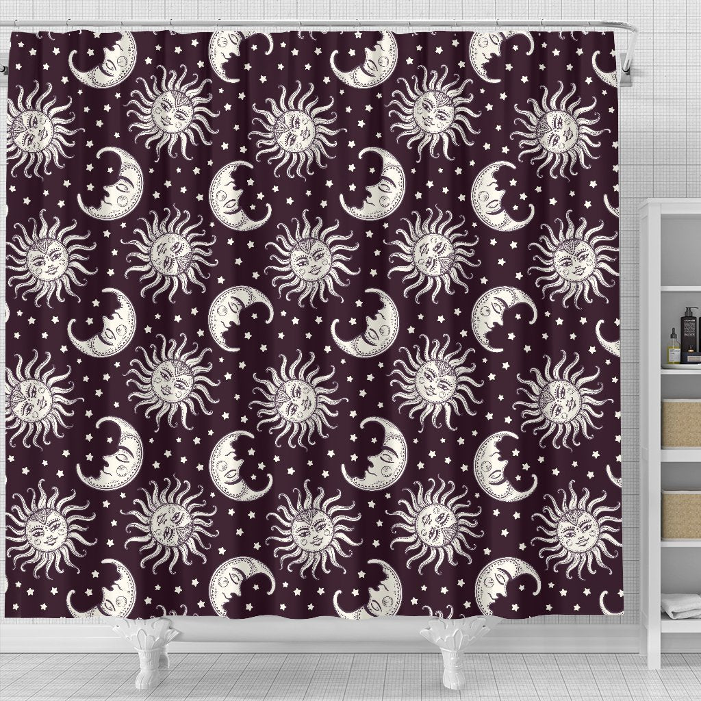 Sun Moon Face Shower Curtain
