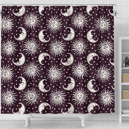 Sun Moon Face Shower Curtain