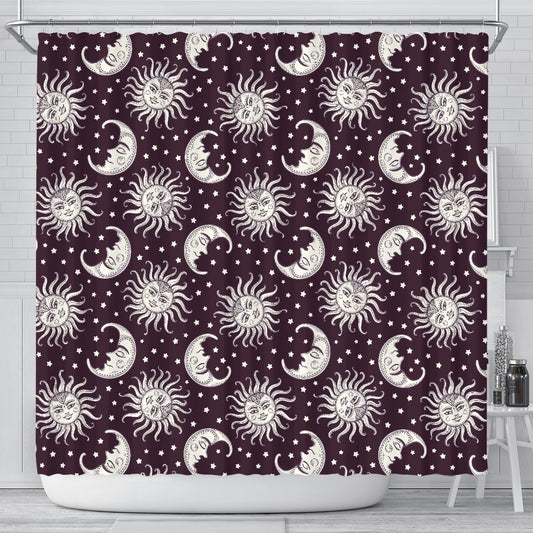 Sun Moon Face Shower Curtain