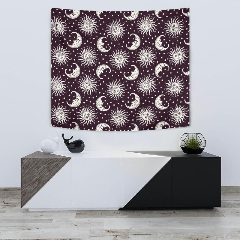 Sun Moon Face Tapestry