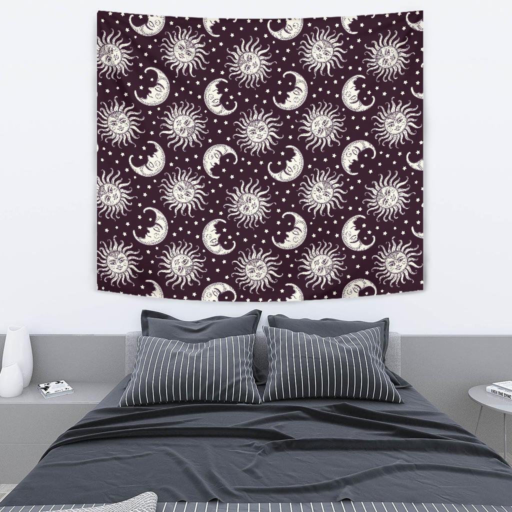 Sun Moon Face Tapestry
