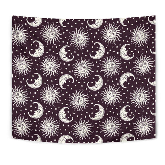 Sun Moon Face Tapestry