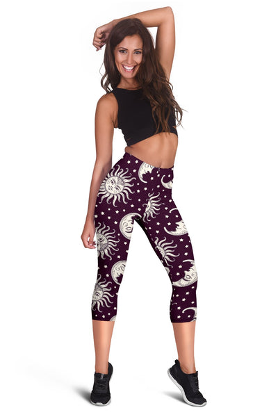 Sun Moon Face Women Capris