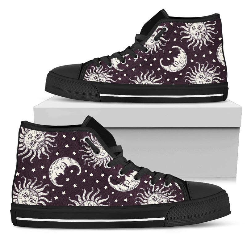 Sun Moon Face Women High Top Shoes